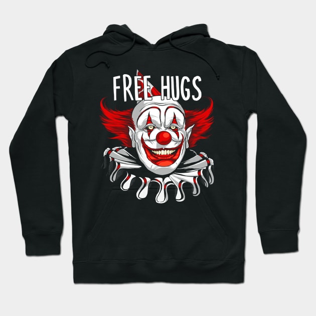 Free Hugs Scary Creepy Clown Halloween Hoodie by klausgaiser